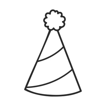 Black and white party hat outline with pomandpom vector
