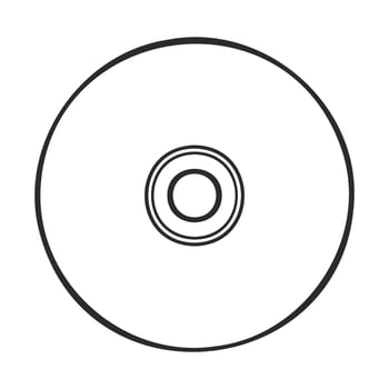 Minimalist black and white cd icon on a white background for music and data storage concepts vector