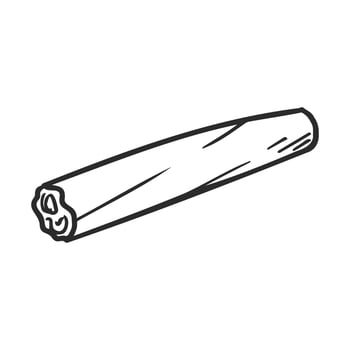 Hand drawncinnamon stick outline on white background for spices and seasoning design vector