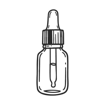 Hand drawndropper bottle sketch of essential oil container design vector
