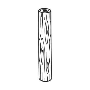 Black and white drawing of a wooden log with detailed texture vector