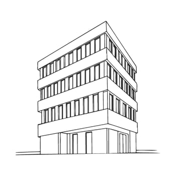 Minimalist architectural design of modern fourandstory building in black and white vector
