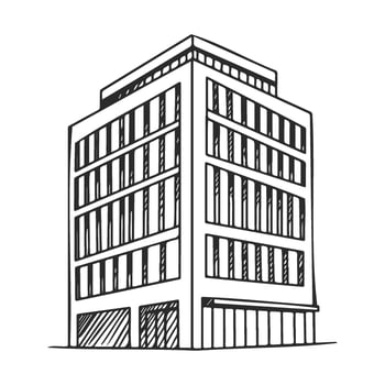 Modern sketch of a multiandstory commercial building with large windows vector