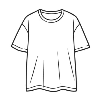 Simple white tandshirt with black outline on white background vector