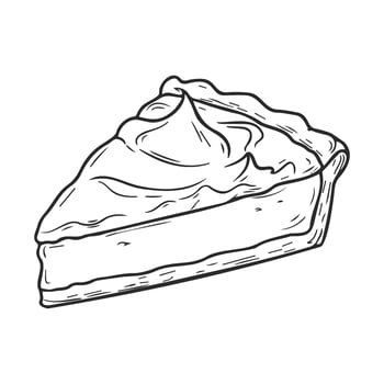 Sketch of a creamandtopped pie slice with detailed crust and filling line art vector