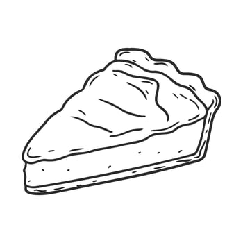 Black and white sketch of a classic slice of pie vector