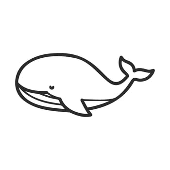 Simple line drawing of a smiling whale vector