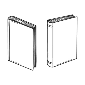 Blank hardcover books sketch front and side view vector