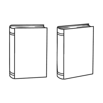 Minimalist line art of two closed books on white background vector