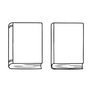 Simple outline of two closed books on white background vector