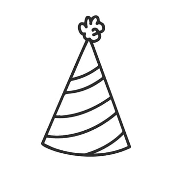 Simple black and white party hat with stripes icon for celebration design vector