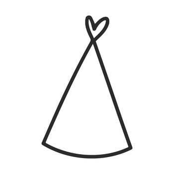 Minimalist black and white party hat with heart design vector