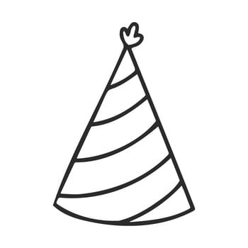 Striped party hat drawing with whimsical design and twisted top vector
