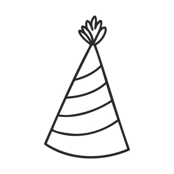 Striped party hat line art with festive design vector