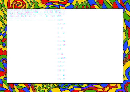 Psychedelic Graphic Frame in Primary Colors vector