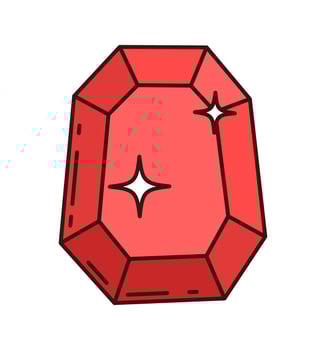 Cartoon groovy red gemstone with glossy facets vector