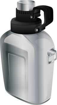 steel water canteen realistic style vector