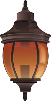 lantern with amber glass realistic style vector