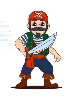 Animated pirate character with sword vector