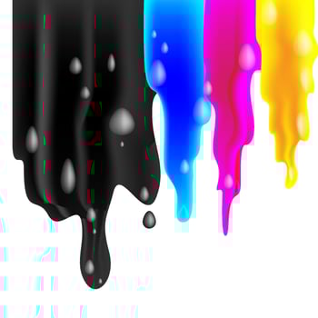 Colorful paint drips on a white background. vector