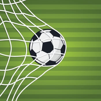 Soccer ball in net, goal, football game, sports competition vector