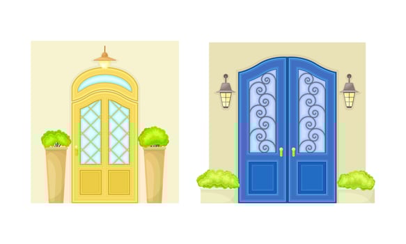 Two stylish door designs side by side vector