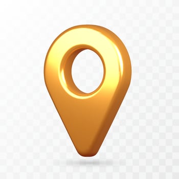 Golden map location pin concept vector