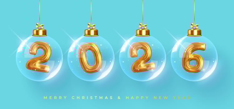 Christmas ornaments with 2026 vector
