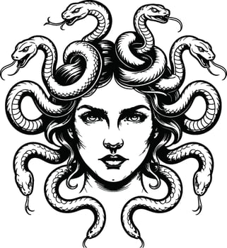 Medusa Head with Snake Hair gorgon greek mythology vector