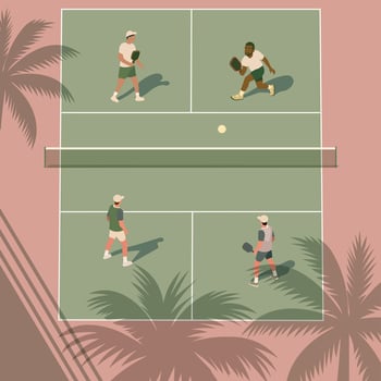 Players enjoying a game of tennis vector