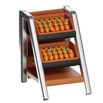 Two-tier rack of fresh carrots png