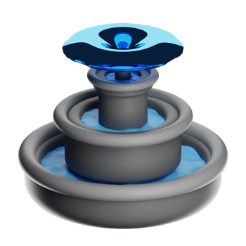 Indoor water fountain with blue accents png