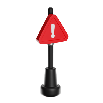 Red warning sign on a black base png