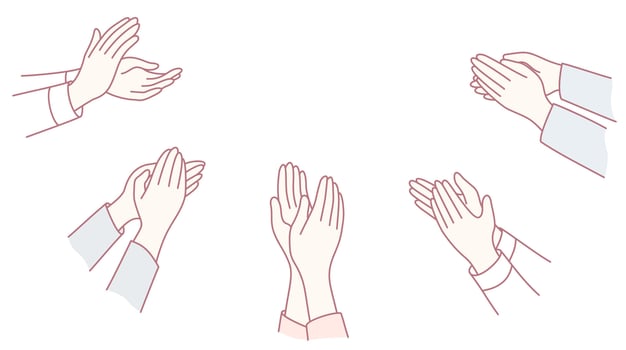 A diverse group of hands clapping energetically in applause for a great performance vector