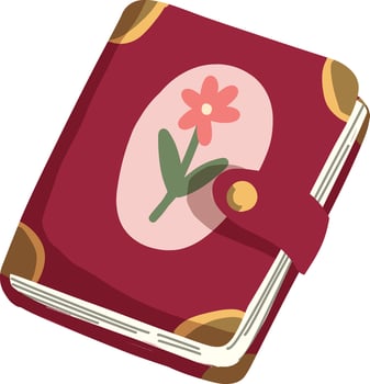 Illustrated floral diary with clasp and corner protector vector