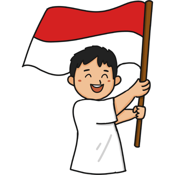Indonesian child holding flag png