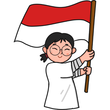 An Indonesian girl holding Indonesian flag png