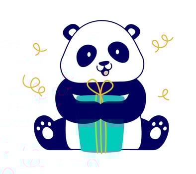 Panda With Gift Box vector