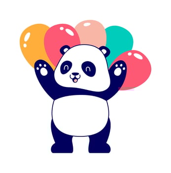 Panda With Balloons vector