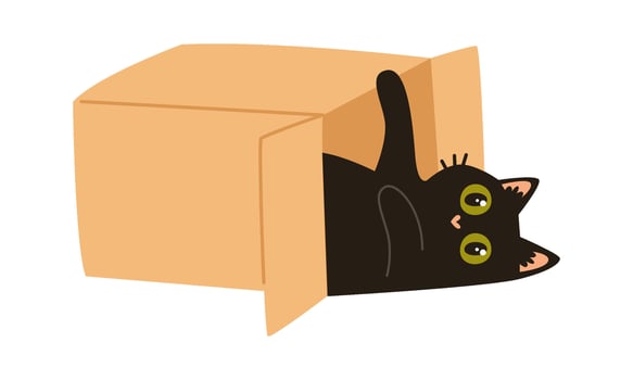 Cat Playing In Box Illustration vector