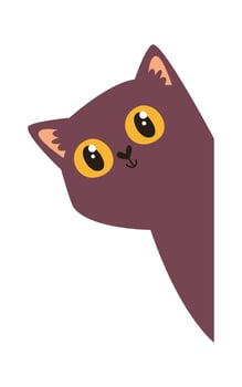 Peeking Cat Pet Flat Illustration Hand Drawn Icon vector