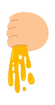 Hand Holding Slime Flat Illustration Hand Drawn Icon vector