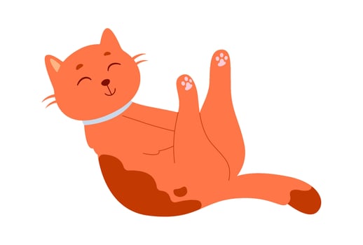 Cat In Funny Pose Flat Illustration vector