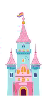 Fairytale Castle With Flag vector