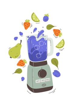Blender Fruit Berry Smoothie Flat Illustration Icon vector
