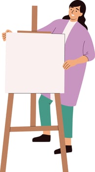 Character of People Painting in Cartoon Design. vector