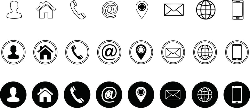 Modern contact communication icon set for digital platforms vector