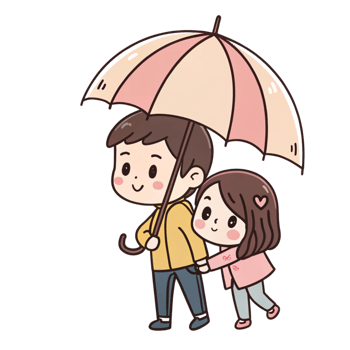 Couple under umbrella png