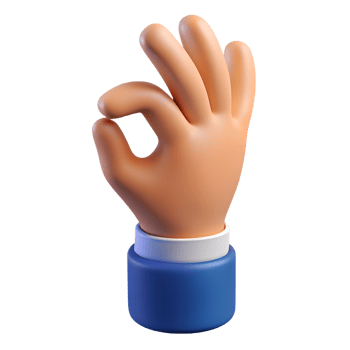 3D OK Hand Gesture Icon Positive Feedback Emoji in Smooth Plastic Render Style png