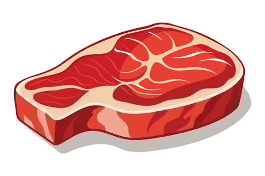 Juicy Raw Steak, Close-up Illustration of a Sizzling Red Meat Cut Ready for Grilling, Delicious Food Photography vector